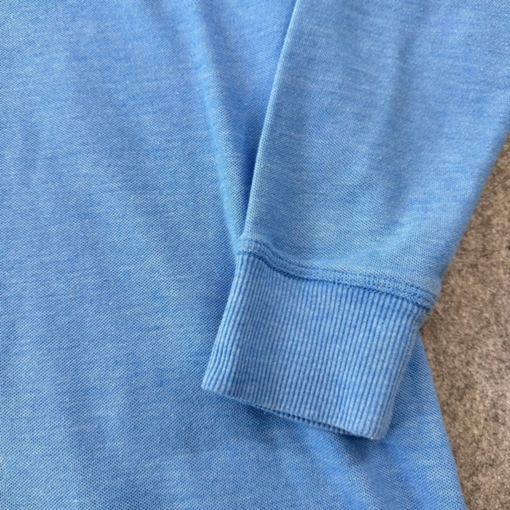 Lauren Ralph Lauren Blue Pique Knit Long Sleeve Crewneck Top LRL Monogram Preppy - Picture 5 of 10